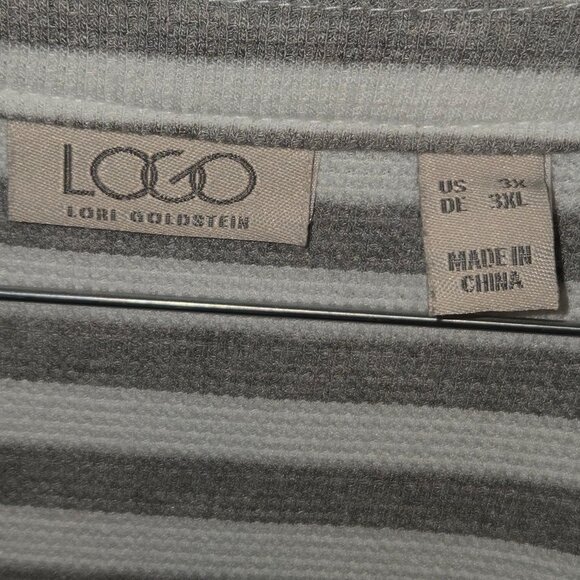 Women's LOGO Sweater Cardigan Size 3X Shell Buttons Gray White Lace V-Neck Hi Lo - Picture 2 of 6